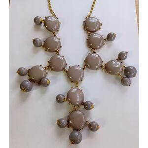 J Crew Gray Resin Cabochon Bold Dangle Gold-Tone Adj Necklace 29"